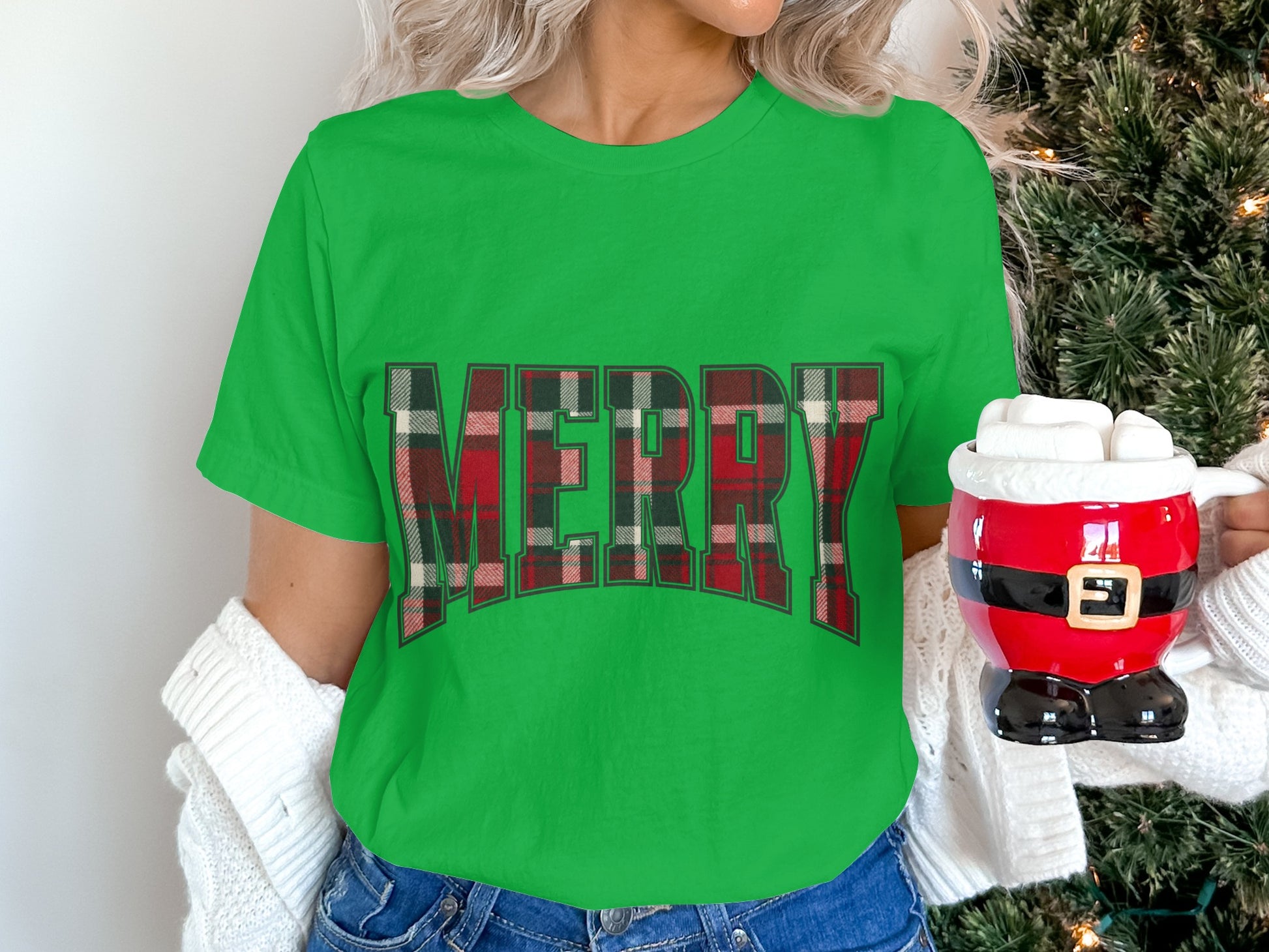 Merry Graphic Green T-Shirt Holiday Apparel