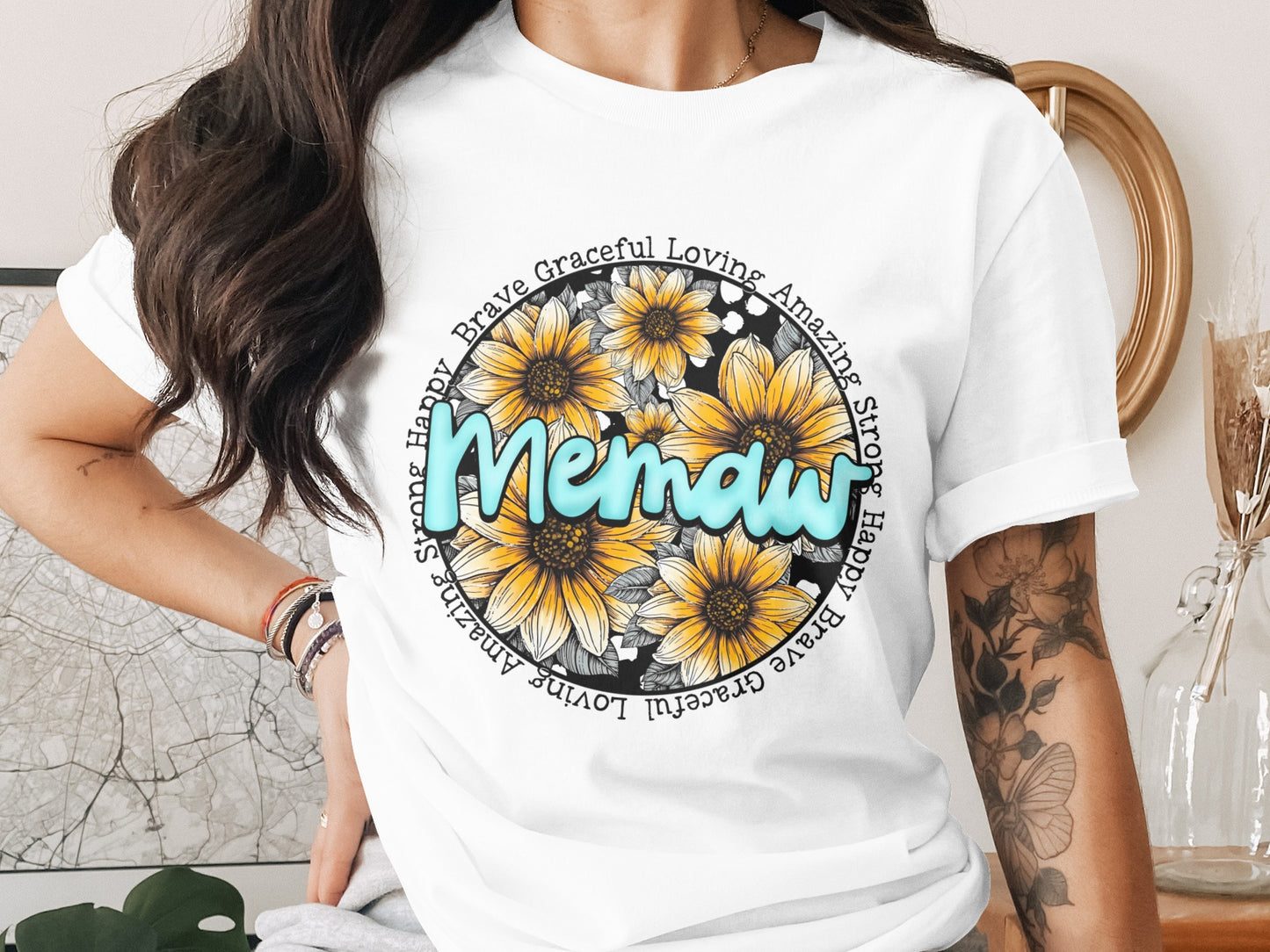 Memaw Sunflower Design Characteristic Qualities Shirt