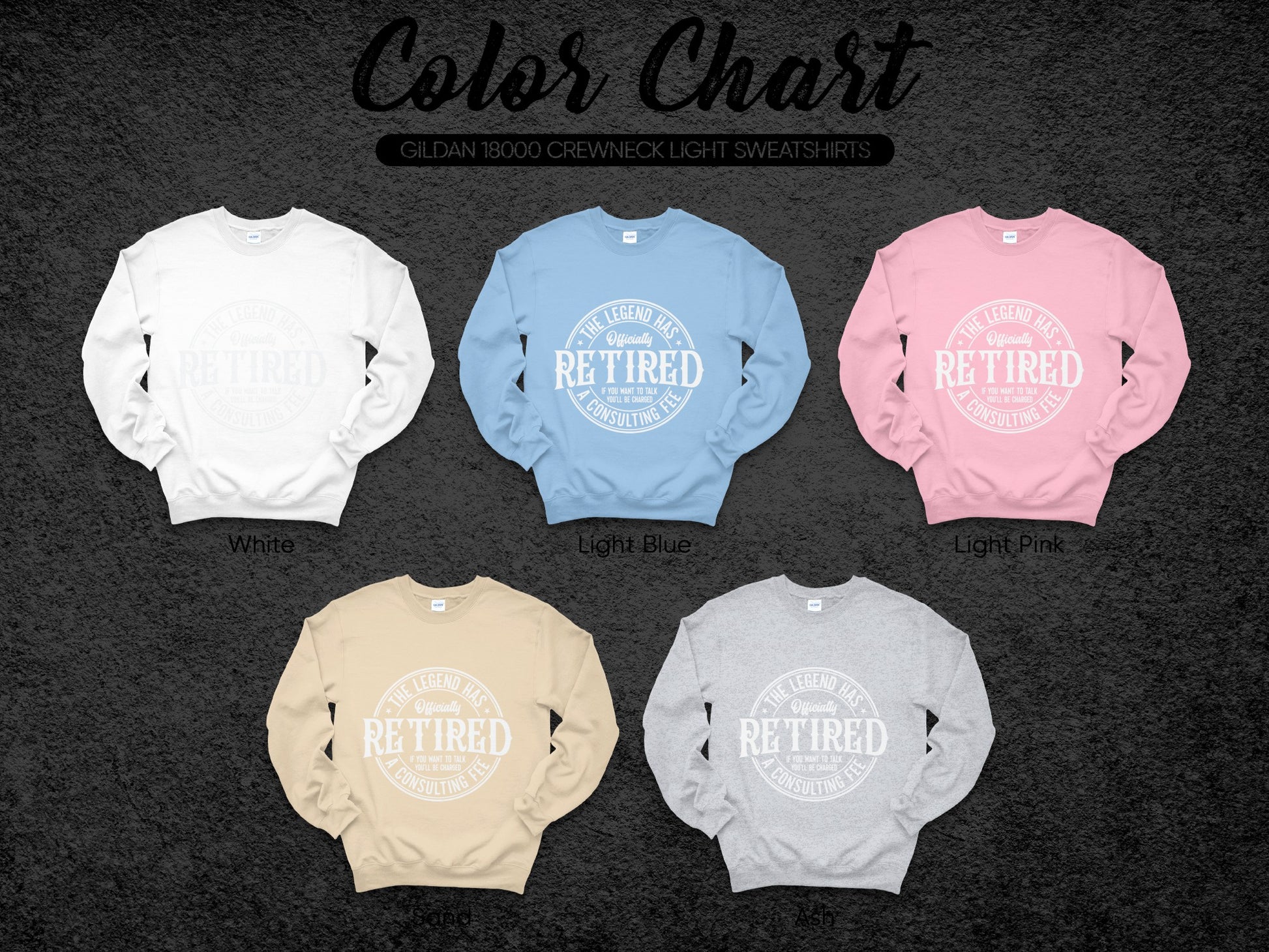 Etched Retired Design Crewneck Light Sweatshirt