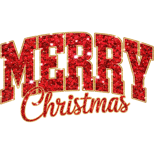 Red Sparkling Merry Christmas Holiday Decoration
