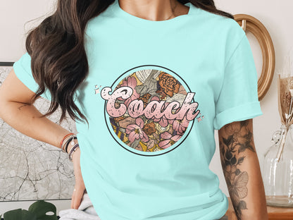 Vintage Coach Floral Circle Logo Design Shirt