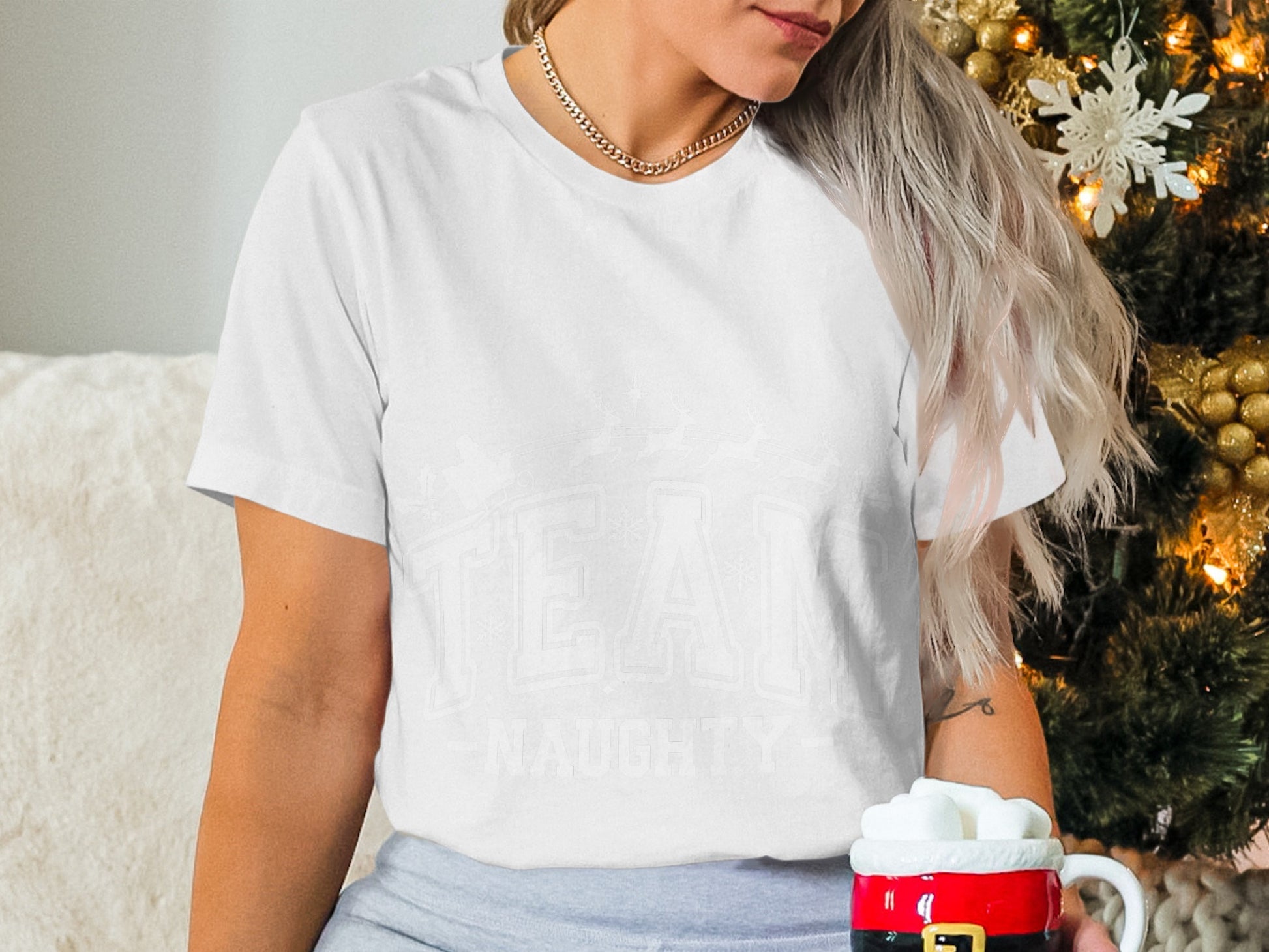 Festive Team Naughty Graphic Christmas Holiday T-shirt