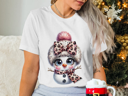 Cute Snowman with Animal Print Hat Shirt