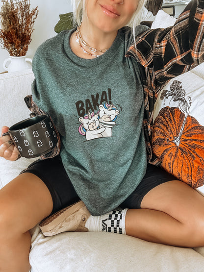 Baka Anime Graphic Tee Featuring Cute Characters