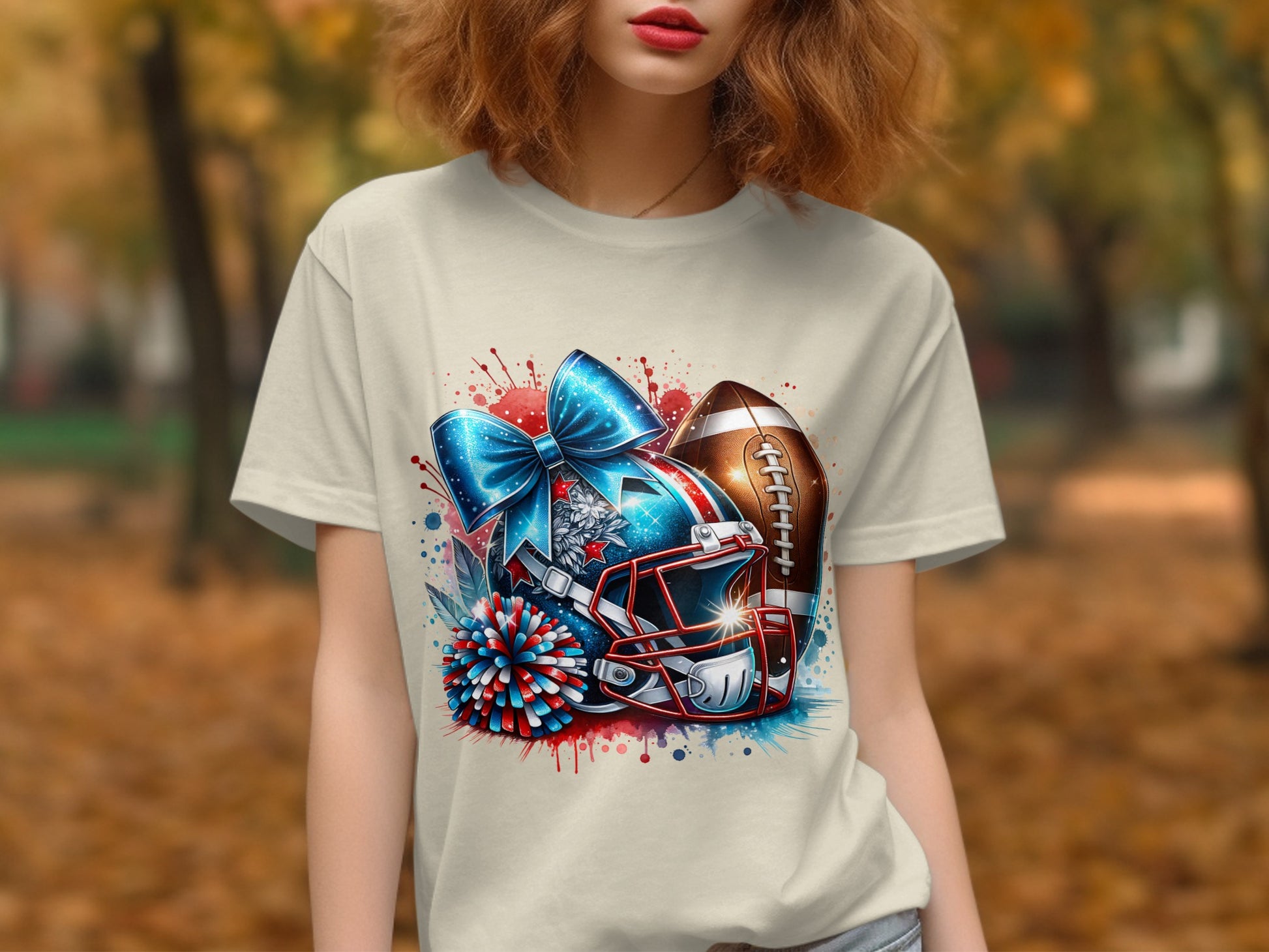 Cheerleading and Football Art T-Shirt product type