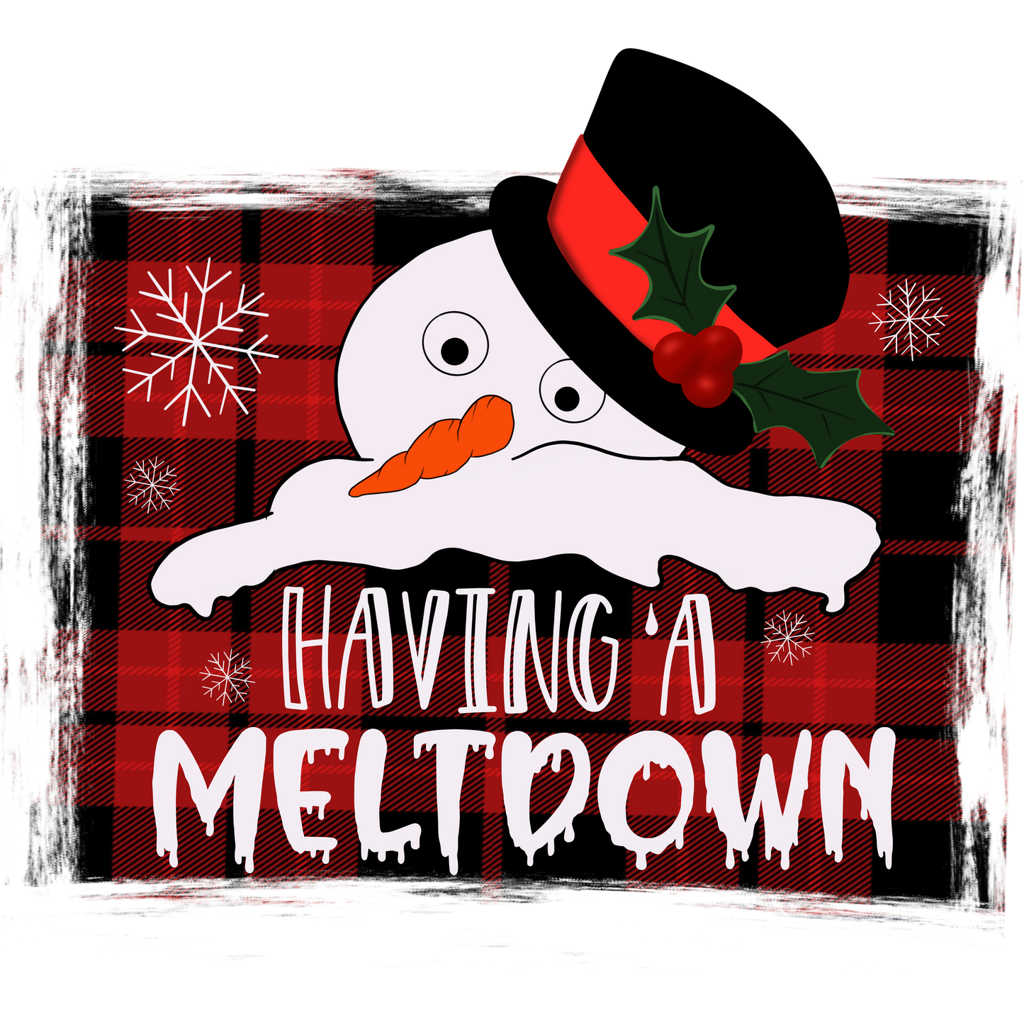 Snowman Having a Meltdown Plaid Design Product