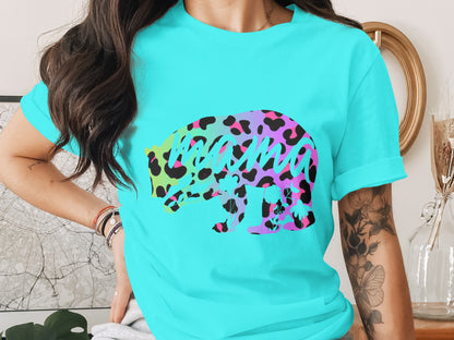 Colorful Leopard Print Mama Bear Design T-Shirt