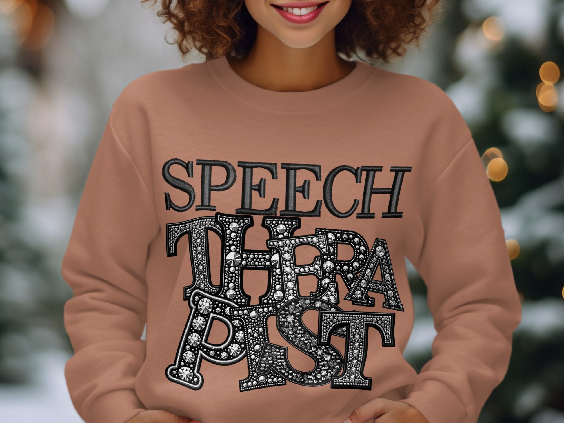 Trendy Rhinestone Speech Therapist Sweatshirt