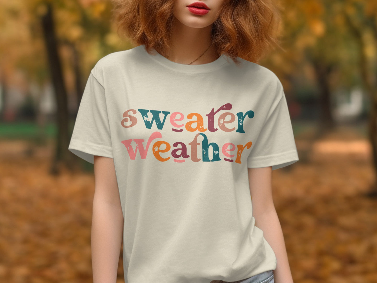 Sweater Weather Colorful Letters Graphic Tee