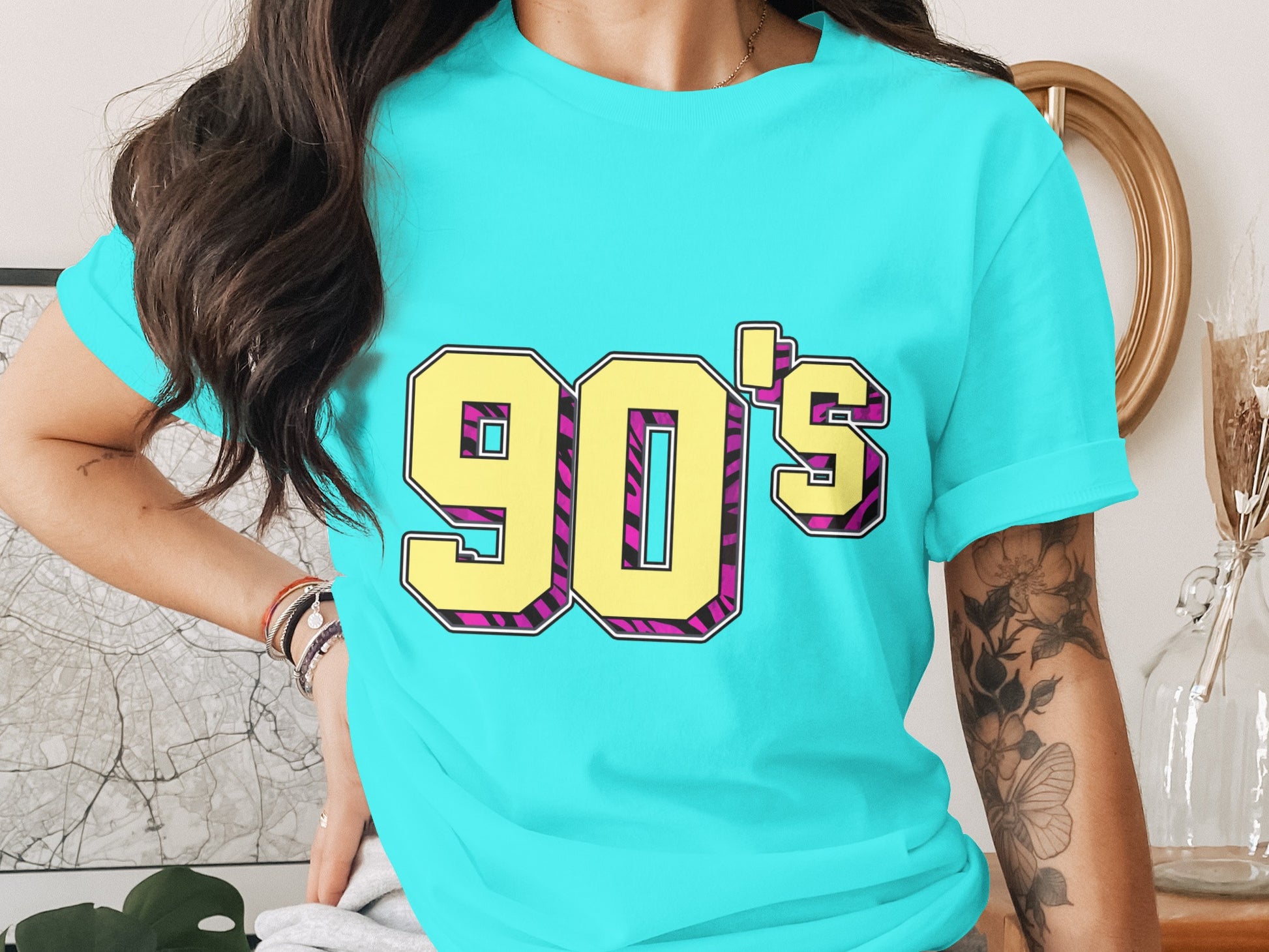 Vibrant 90's Style Shirt with Bold Retro Graphics