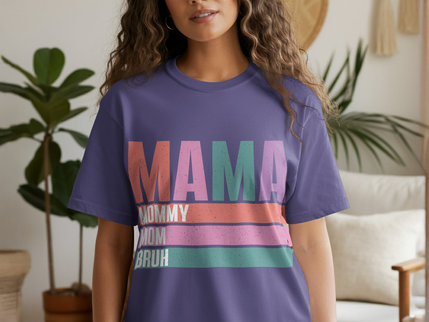 Colorful Retro Style MAMA MOMMY MOM BRUH T-Shirt