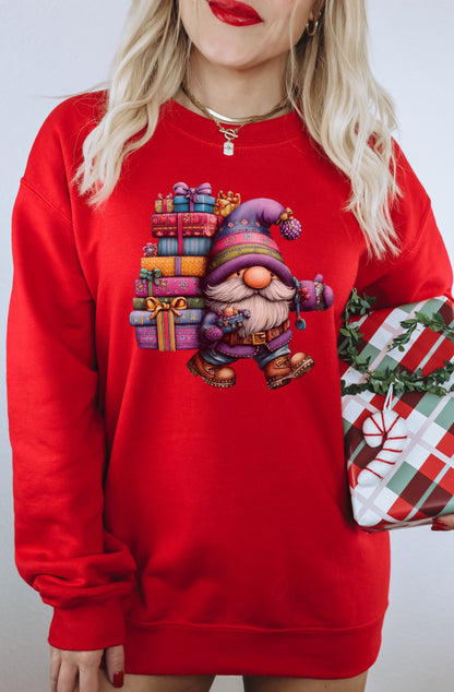 Holiday Gnome with Presents Graphic Sweatshirt