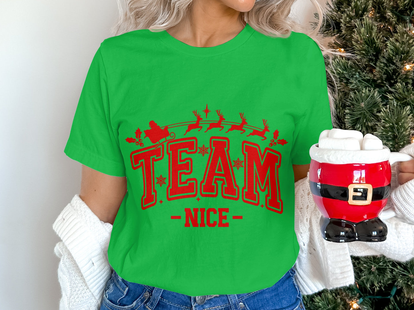 Team Nice with Santa and Reindeer Christmas product