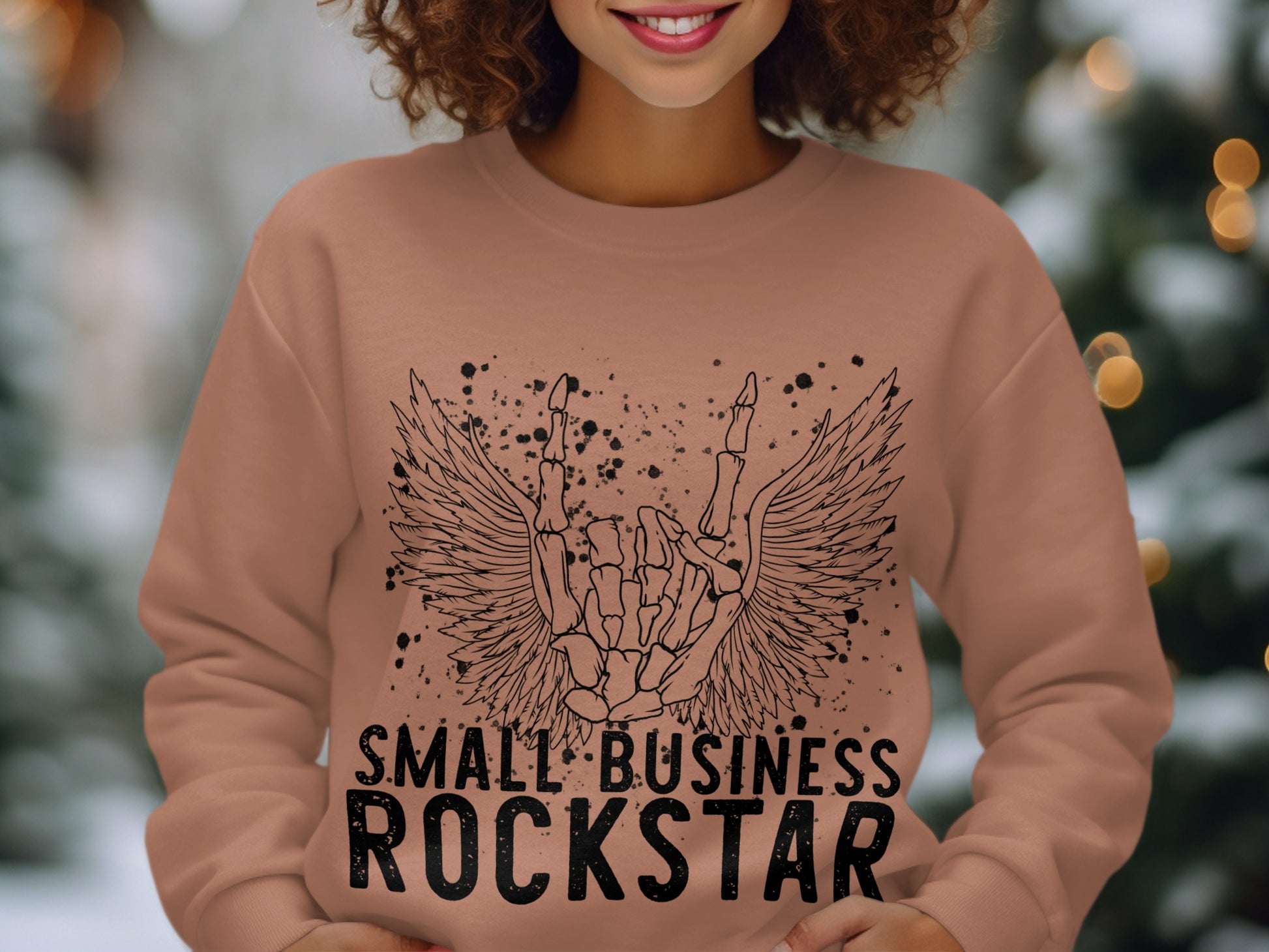 Small Business Rockstar Winged Skull Sweatshirt