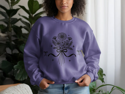 Artistic Floral Bouquet Design Printed Sweatshirt