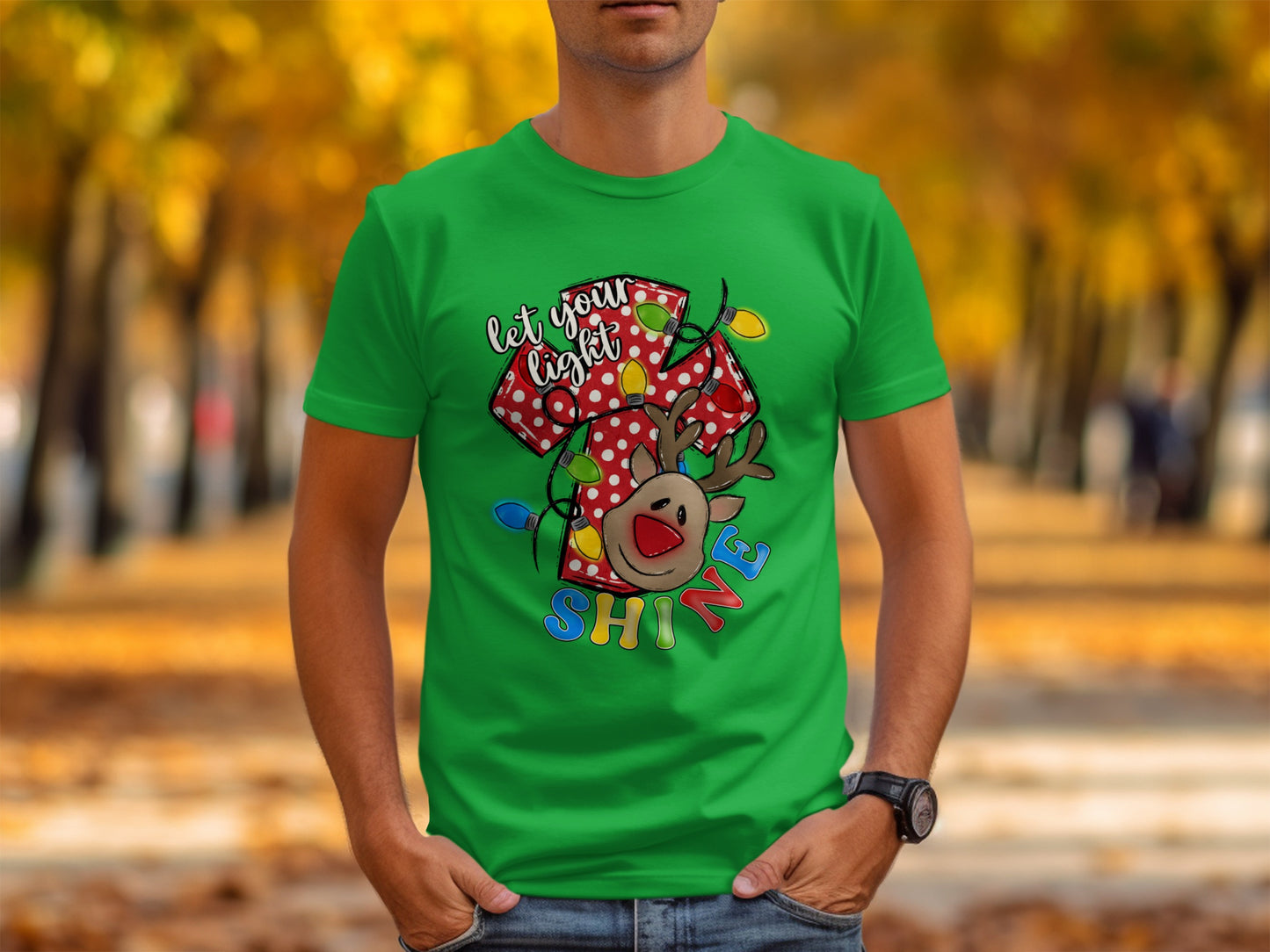 Let Your Light Shine Reindeer Holiday Shirt