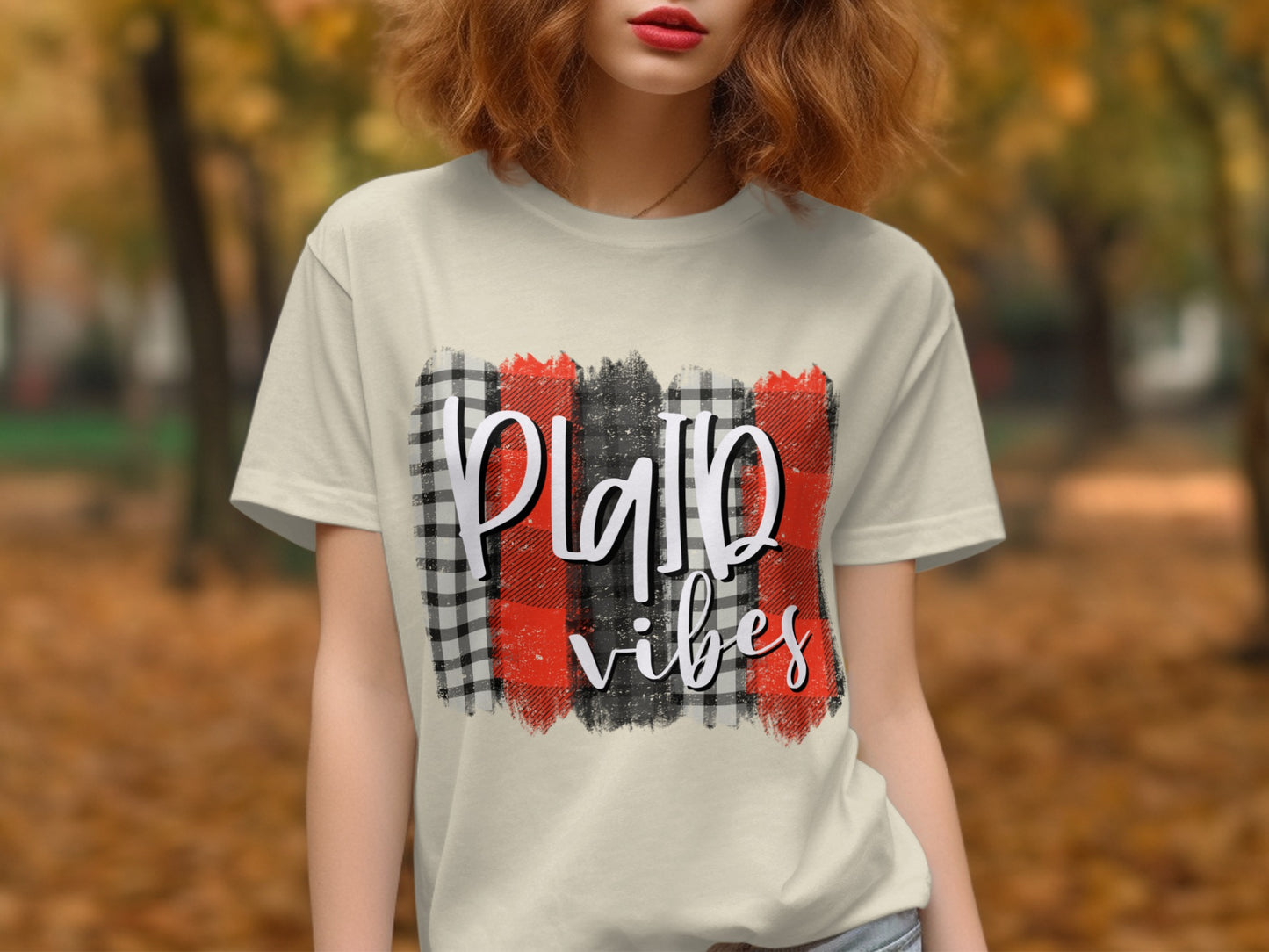 Plaid Vibes Graphic Tee for Stylish Look Shirt