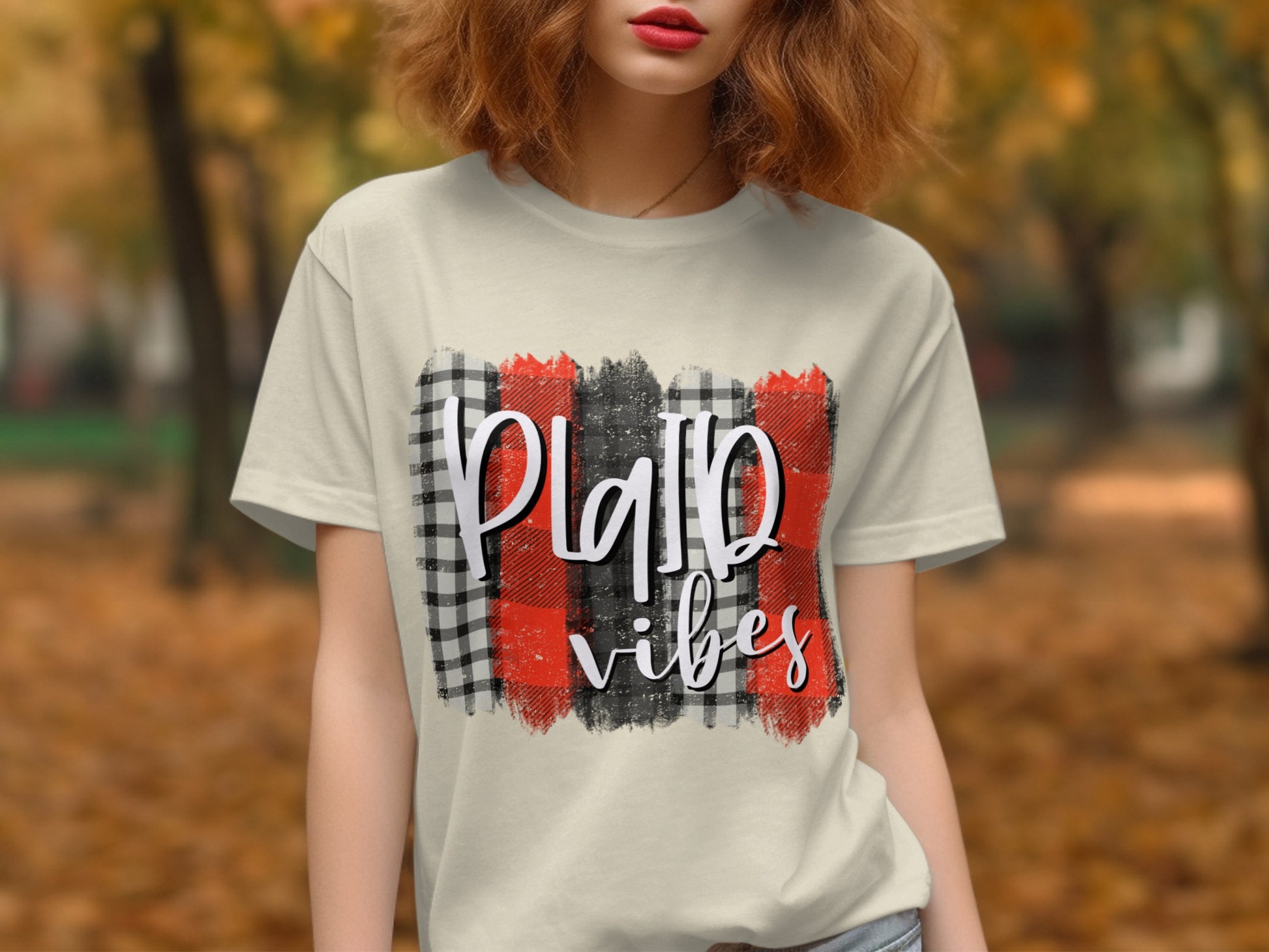 Plaid Vibes Graphic Tee for Stylish Look Shirt