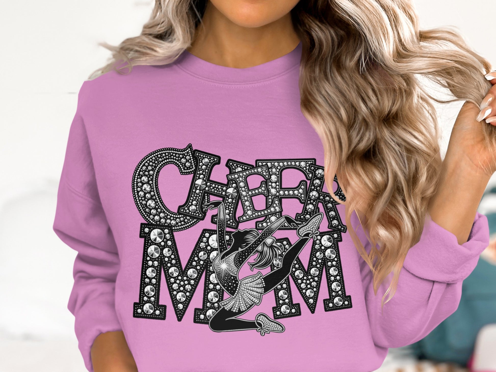 Cheer Mom Graphic Print Sweatshirt for Cheer Moms