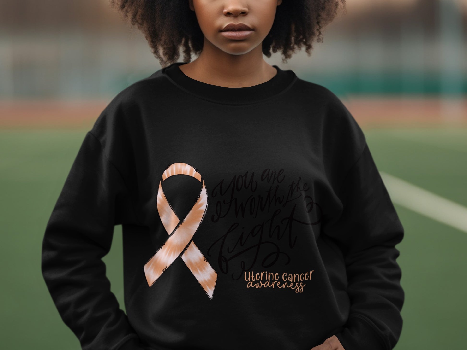 Uterine Cancer Awareness Ribbon Sweatshirt for Support