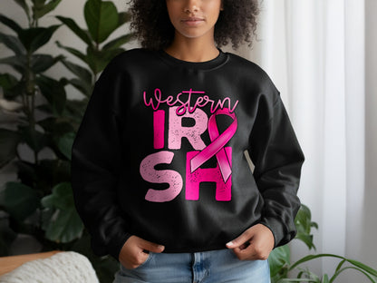 Western Irish Sweatshirt Breast Cancer Awareness Design