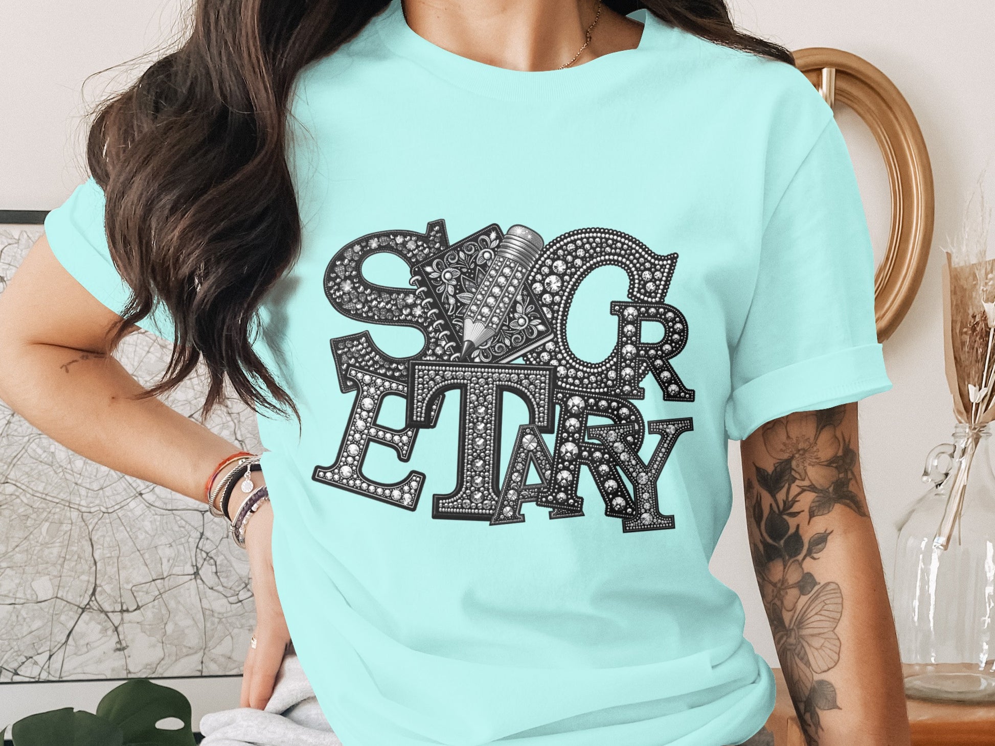 Secretary Graphic Tee with Sparkling Design
