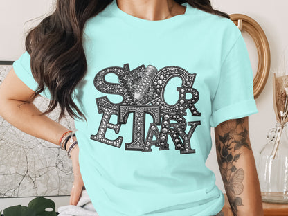 Secretary Graphic Tee with Sparkling Design