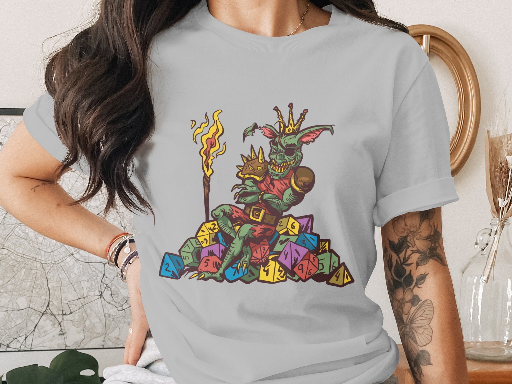 Fantasy Dice Goblin King Theme Graphic Shirt