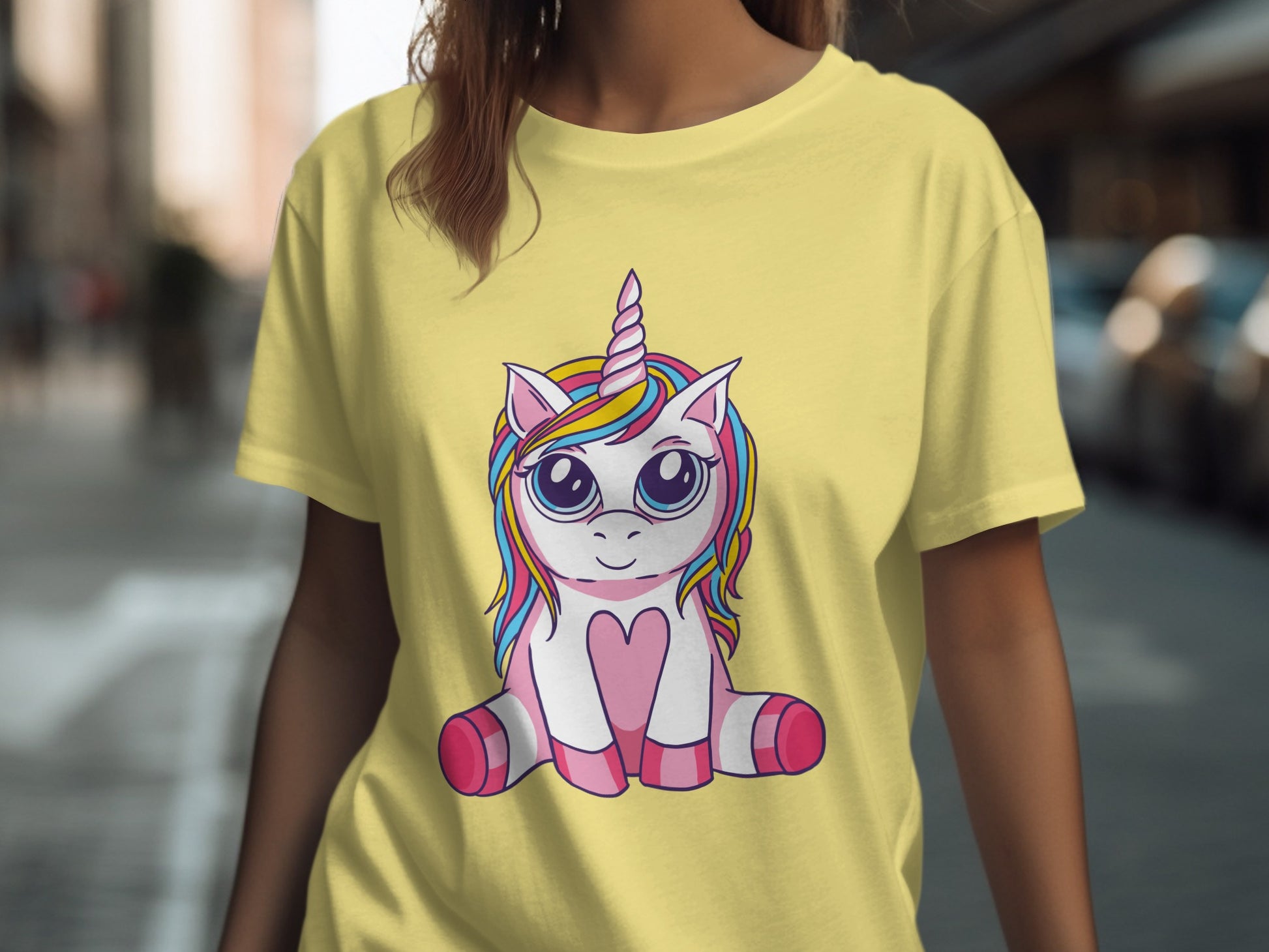 Cute Rainbow Unicorn Graphic Tee Shirt for Women