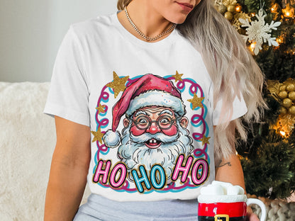 Festive Santa Claus Ho Ho Ho Graphic Design T-Shirt