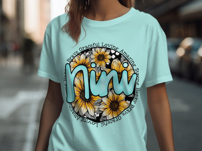 Inspiring Nini Flower Design Custom Apparel Shirt