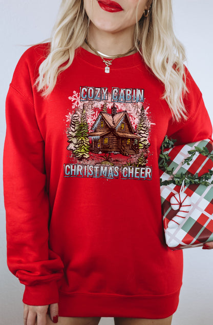 Cozy Cabin Christmas Cheer Graphic Sweatshirt