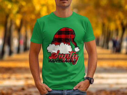 Festive Santa Baby with Buffalo Plaid Hat design