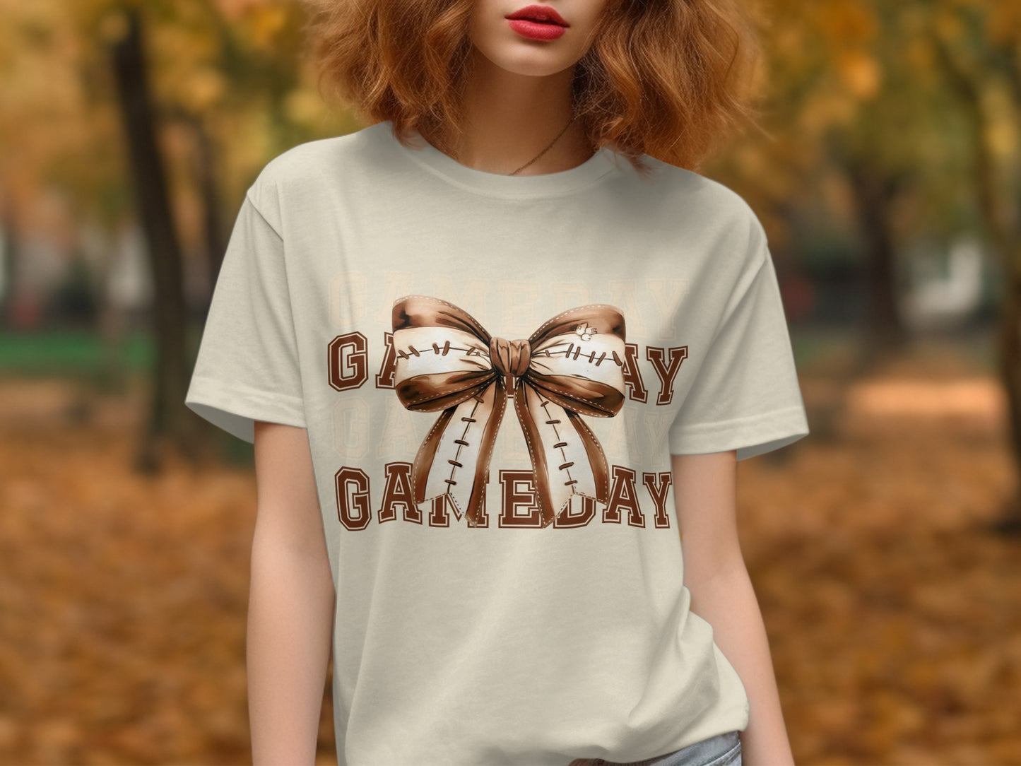 Game Day T-shirt with Decorative Bow Print product type