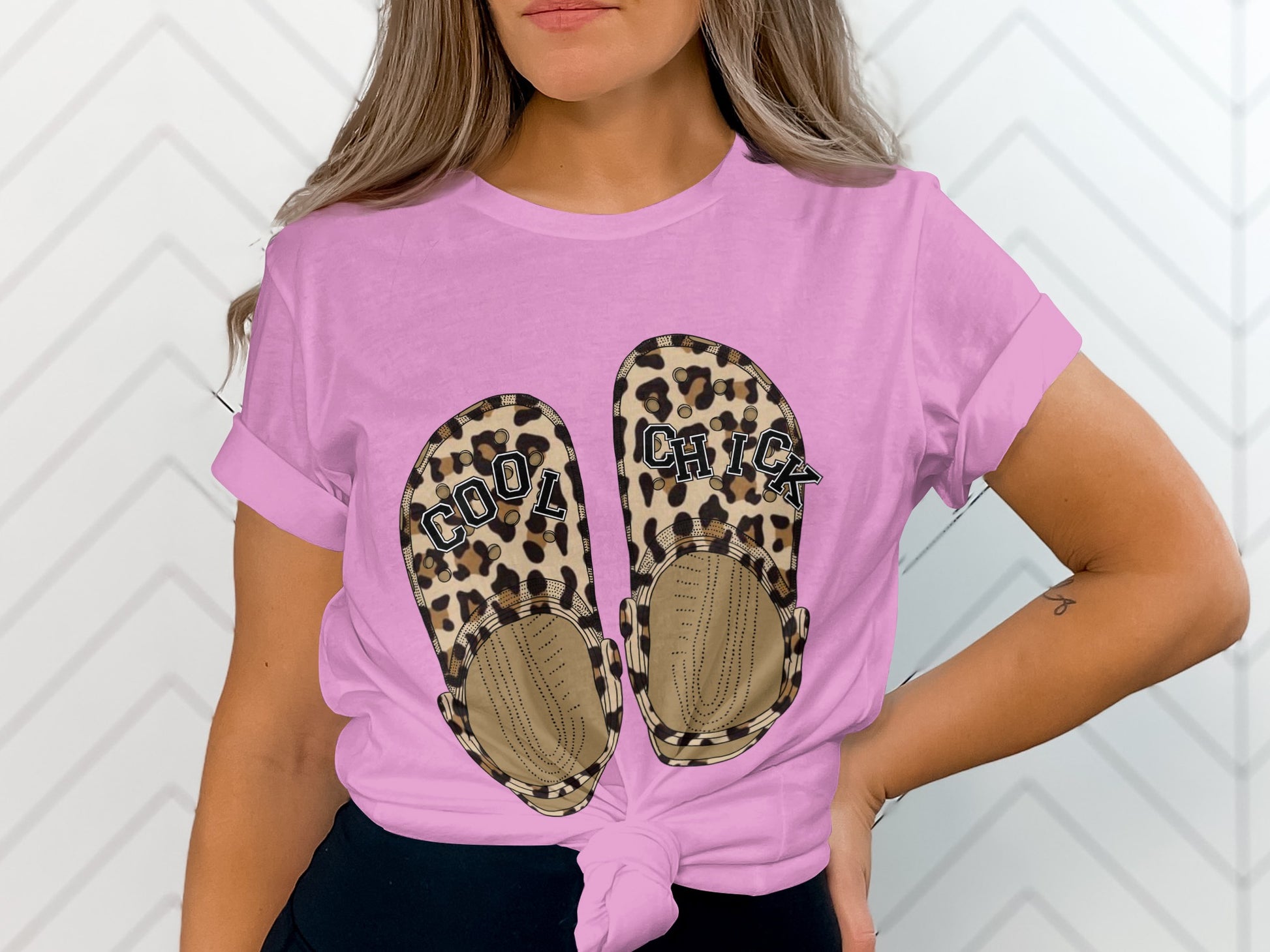 Cool Chick Leopard Print Sandal Graphic Tee