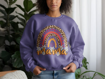 Vintage Rainbow Leopard Thankful Graphic Sweatshirt