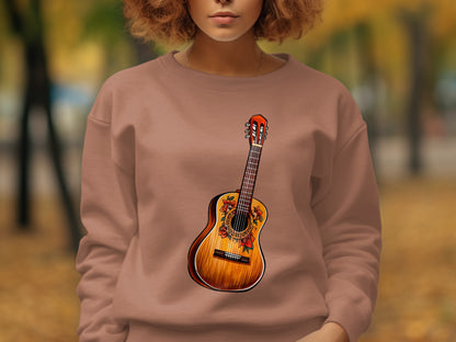 Stylish Sweater Featuring a Detailed Guitar Design