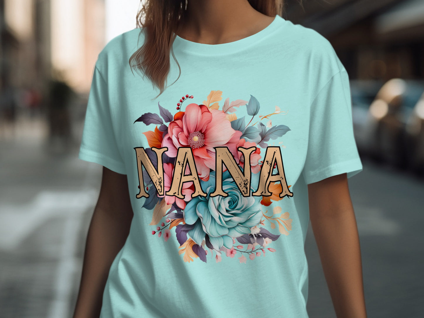 Nana Floral Graphic Tee with Colorful Flower Design