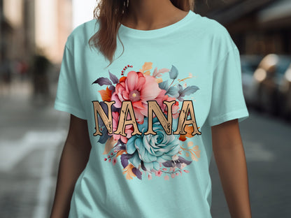 Nana Floral Graphic Tee with Colorful Flower Design