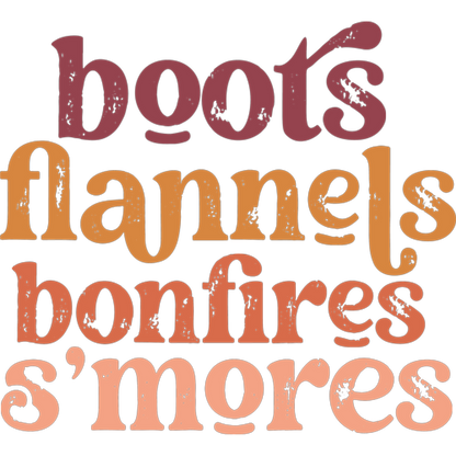 Boots Flannels Bonfires S'mores Graphic Product