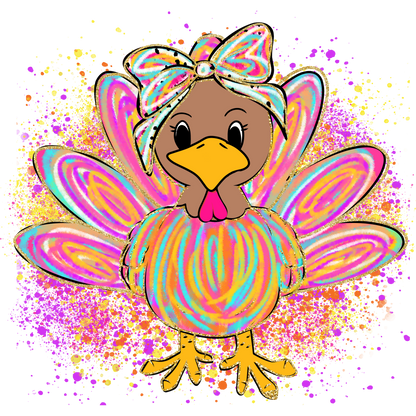 Colorful Turkey with Bow Design Art Print Product