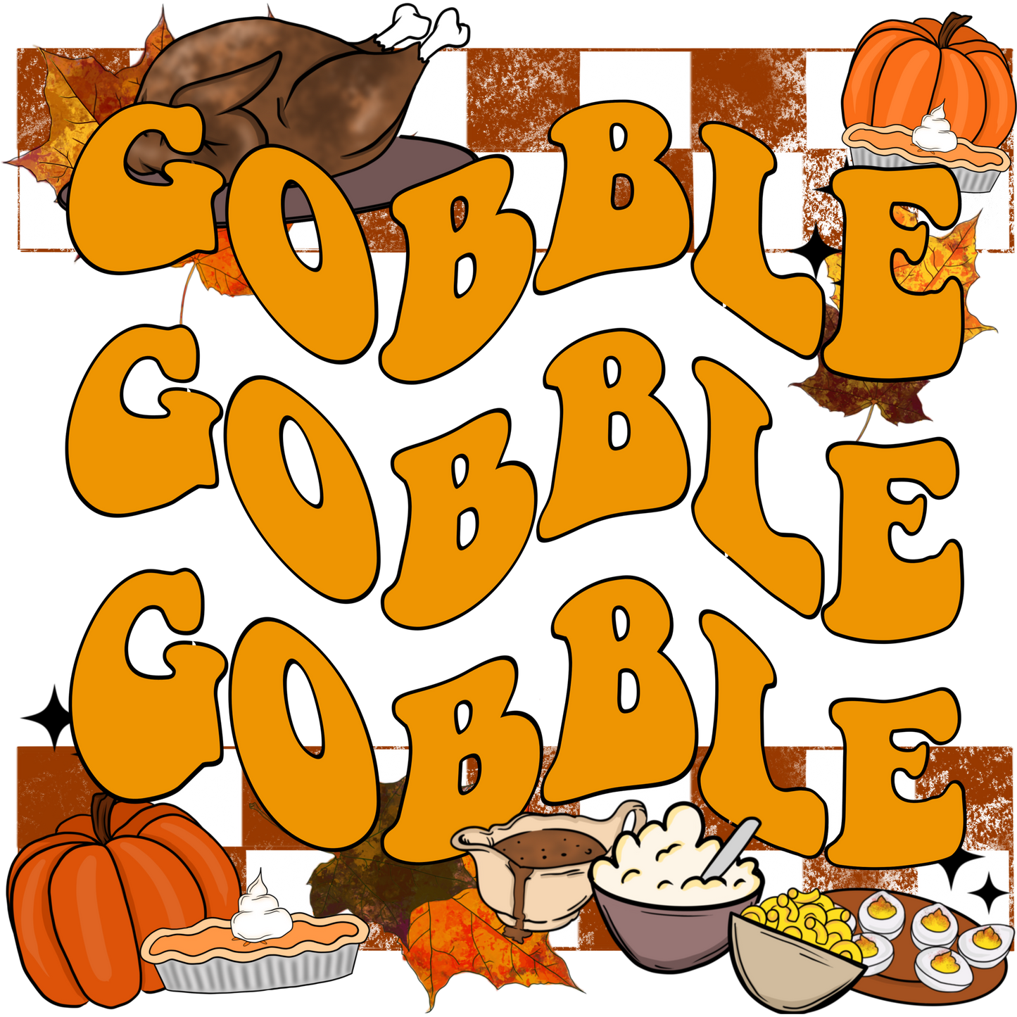 Fun Gobble Gobble Gobble Autumn Feast Graphic Shirt