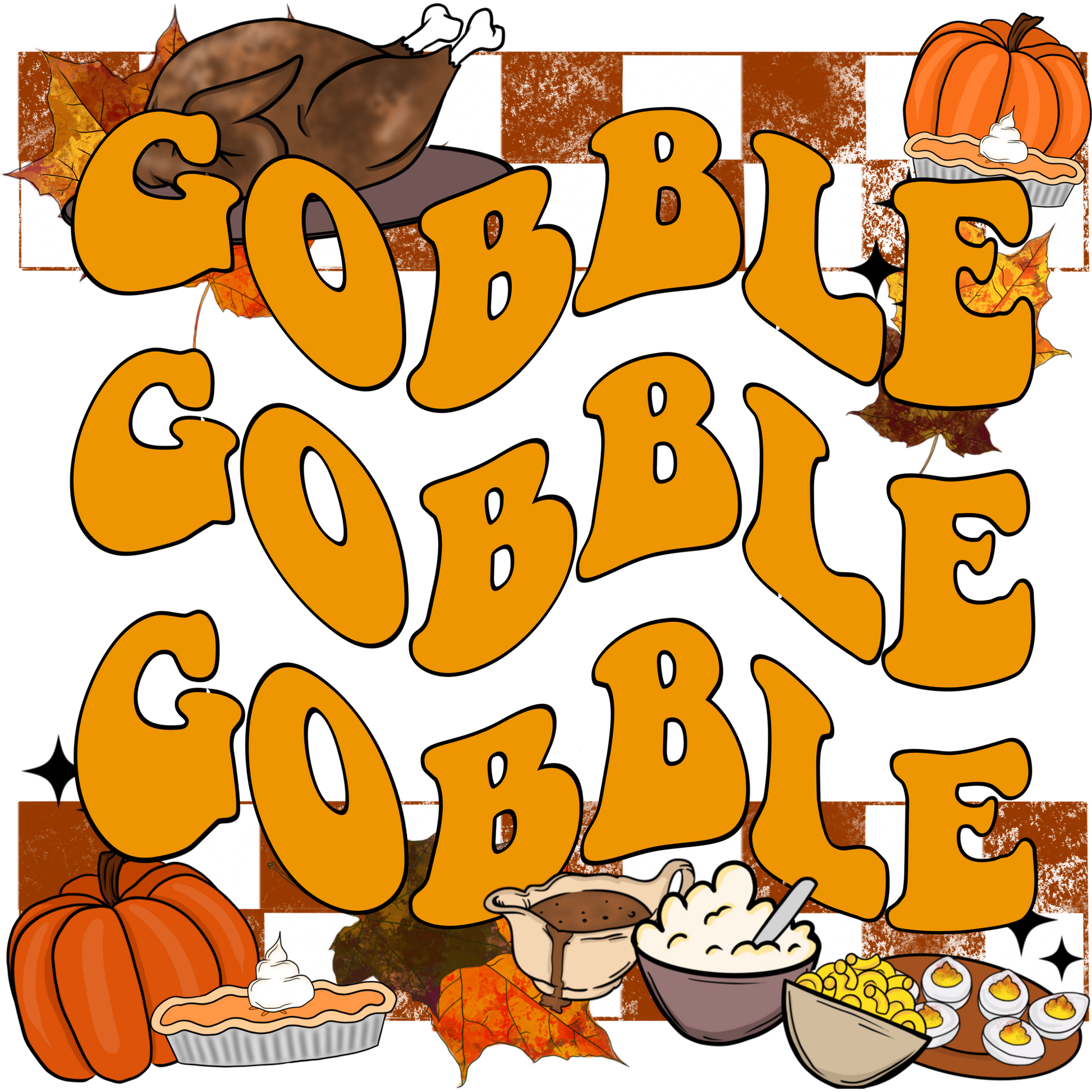 Fun Gobble Gobble Gobble Autumn Feast Graphic Shirt