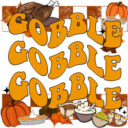 Fun Gobble Gobble Gobble Autumn Feast Graphic Shirt