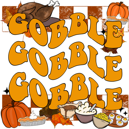 Fun Gobble Gobble Gobble Autumn Feast Graphic Shirt