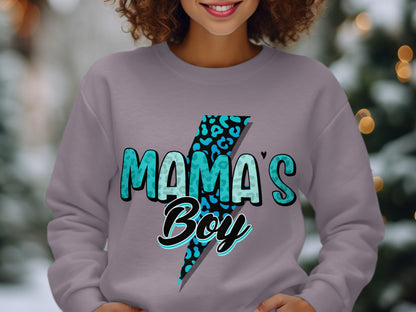 Mama's Boy Lightning Bolt Patterned Sweatshirt