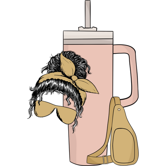 Trendy Travel Mug with Cool Hair Design Illustration
