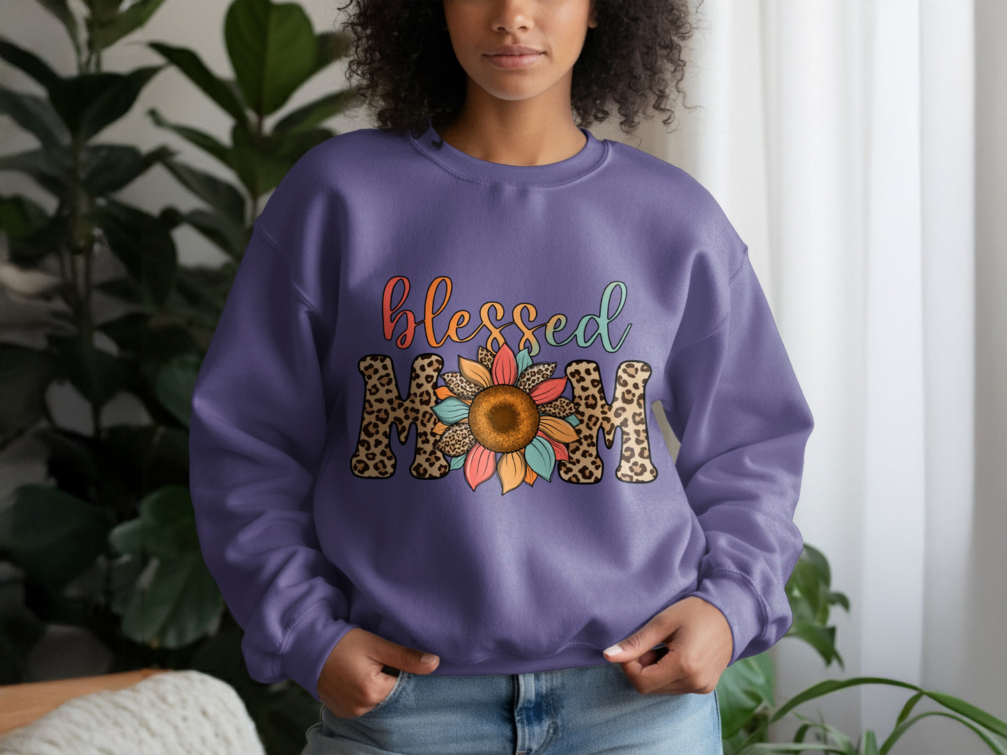Blessed Mom Floral Leopard Sweatshirt Product