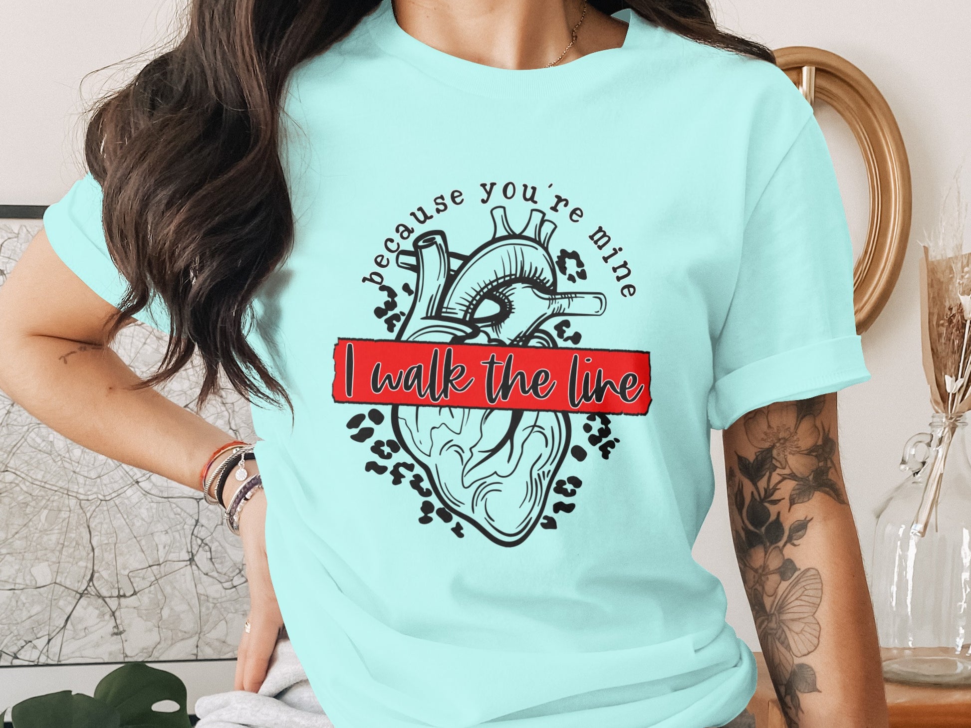 I Walk the Line Heart Design Shirt