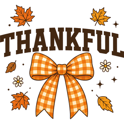 Thankful Design with Autumn Leaves and Gingham Bow product